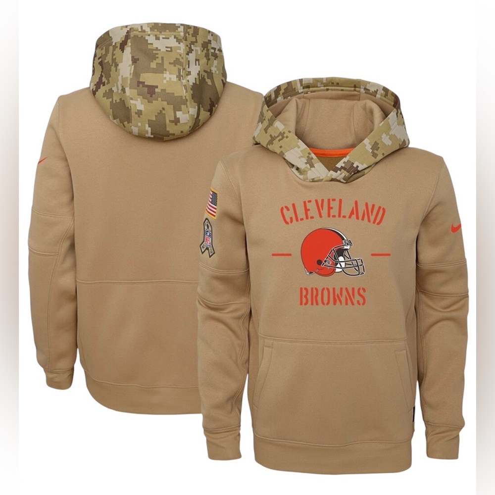 Nike Salute To Service Cleveland Browns On Field Hoodie Sweatshirt Mens Small